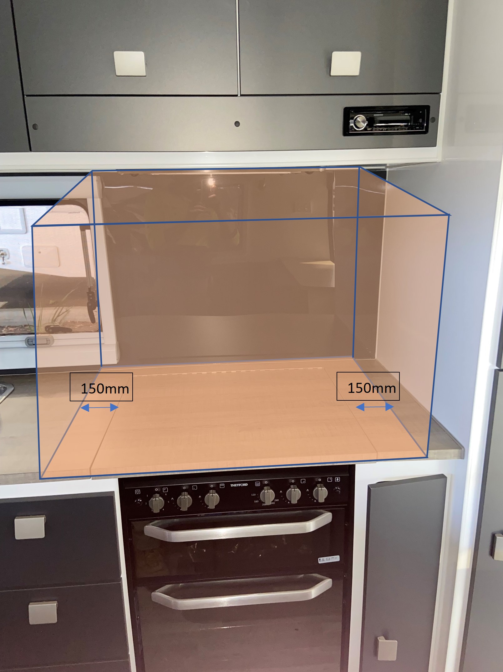 Cooker exclusion zone.