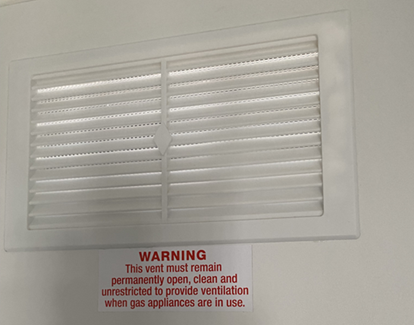 Ventilation warning sticker in position
